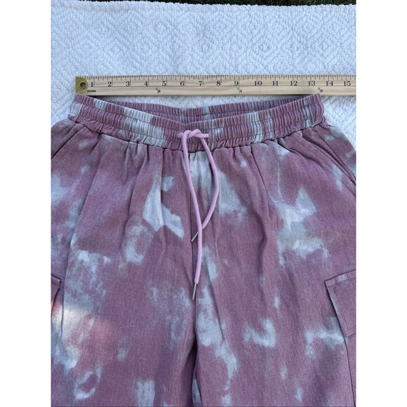 Unbranded (M) Large Drawstring Pull-cord Pull Pink Gray Denim Cargo Jean Pants - Picture 4 of 8